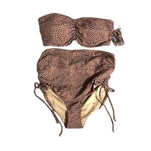 NWT A Pea In The Pod Cheetah Maternity Convertible Two Piece Swimsuit Bikini, M